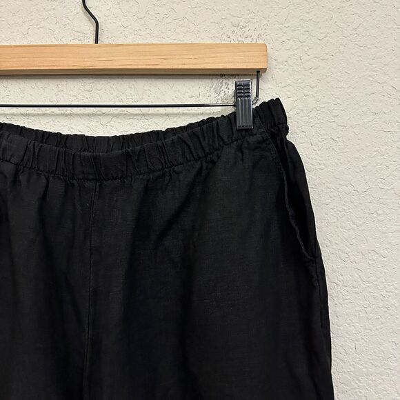 MATCH POINT Linen Basic Pull-On Capri Pants in Black #LP20 Lagenlook - Picture 4 of 12